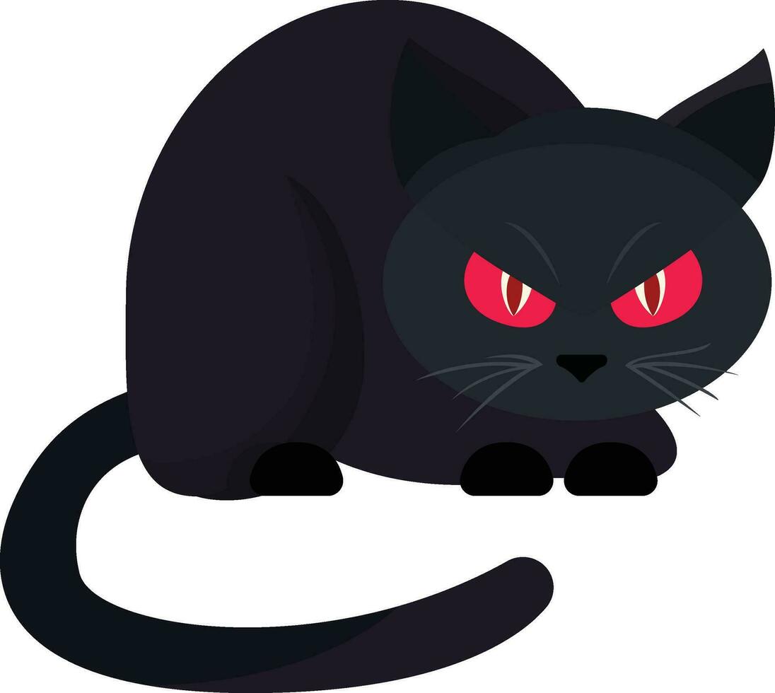 mal negro bruja gato plano estilo vector ilustración, mal raro bruja gato con rojo ojos valores vector imagen