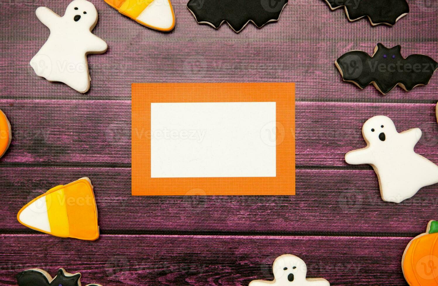 Happy Halloween banner or party invitation background with clouds bats and pumpkins photos