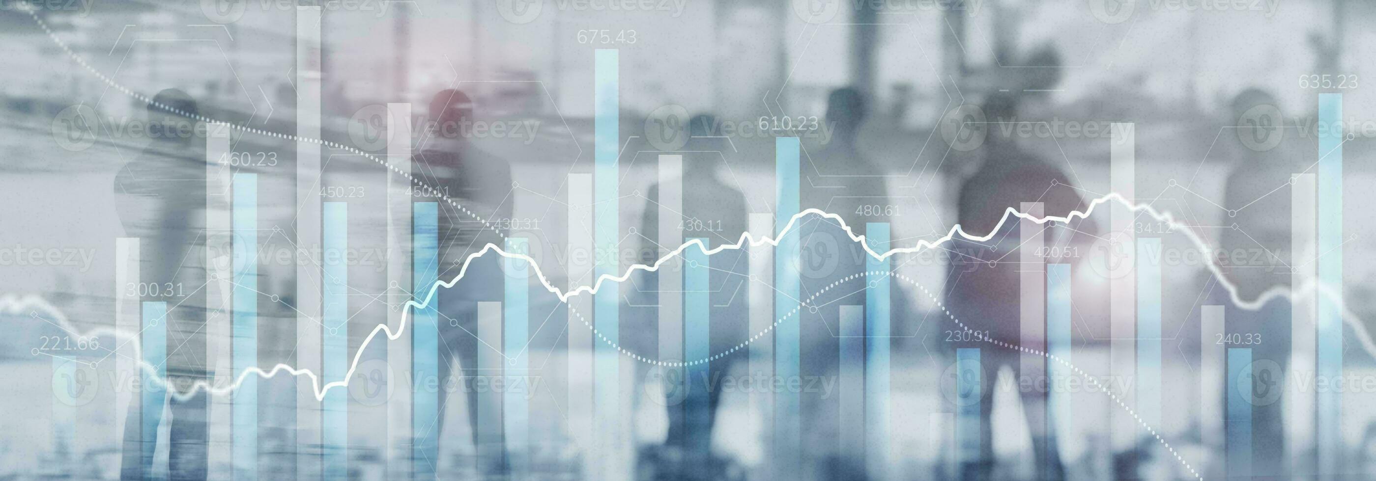 Financial investment concept stack of coins for finance investor with trading analytics business graph photo