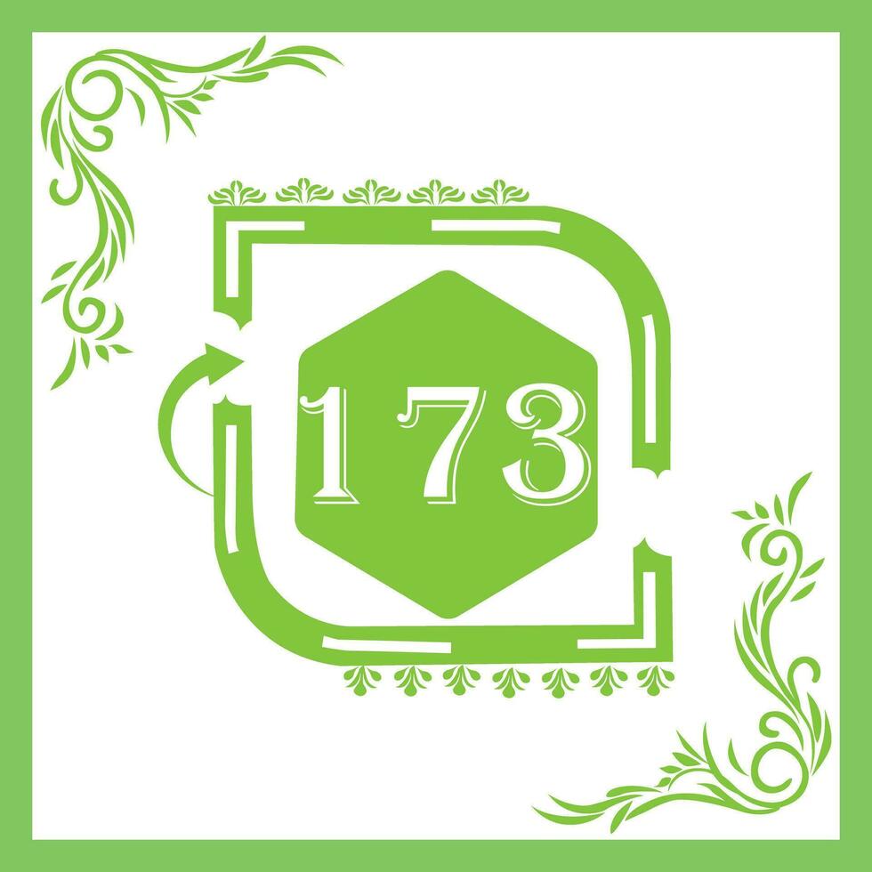 Organic Leaf Design with Number 173 vector