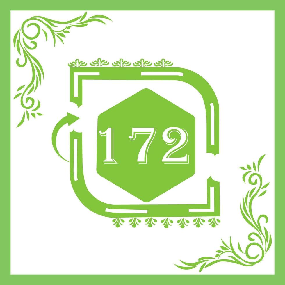 Organic Leaf Design with Number 172 vector