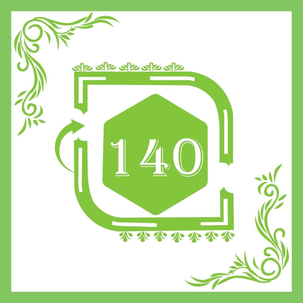 Organic Leaf Design with Number 140 vector
