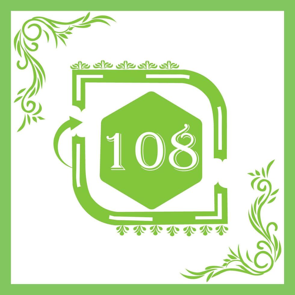 Organic Leaf Design with Number 108 vector