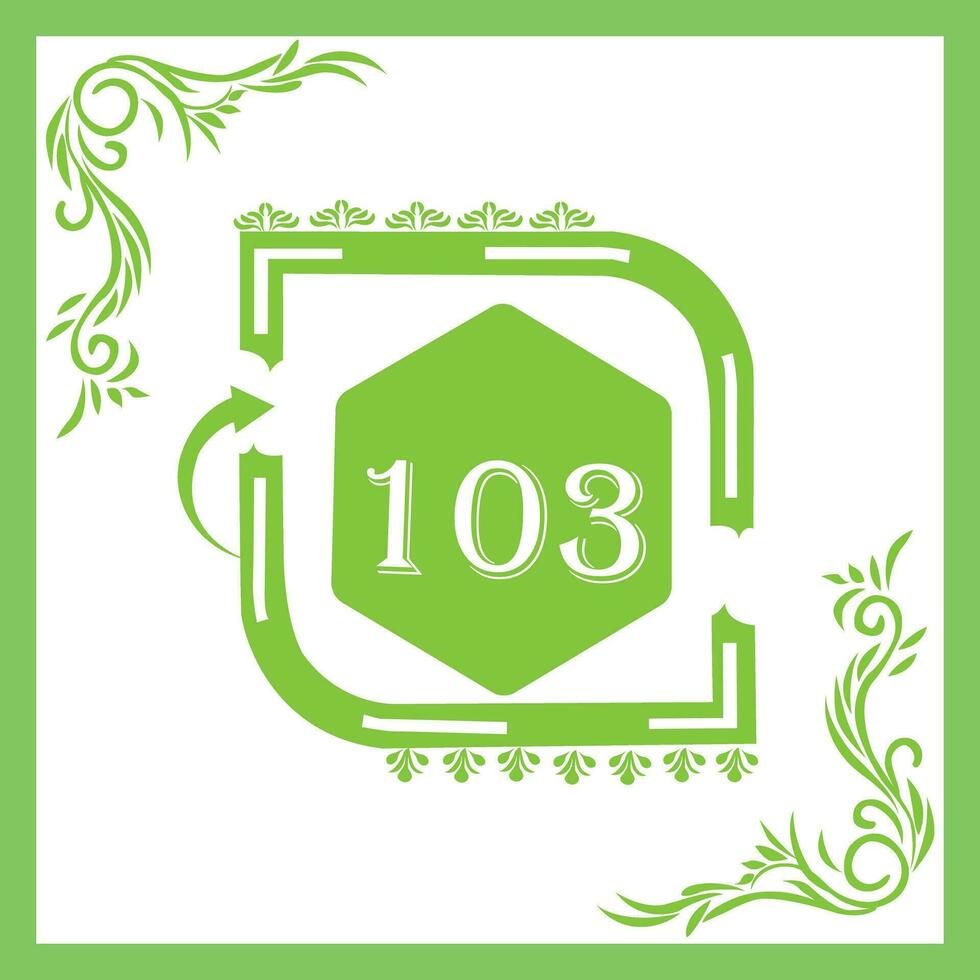Organic Leaf Design with Number 103 vector