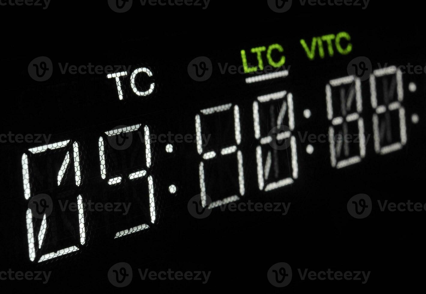 Macro shot-display of the broadcast video player, timecode photo