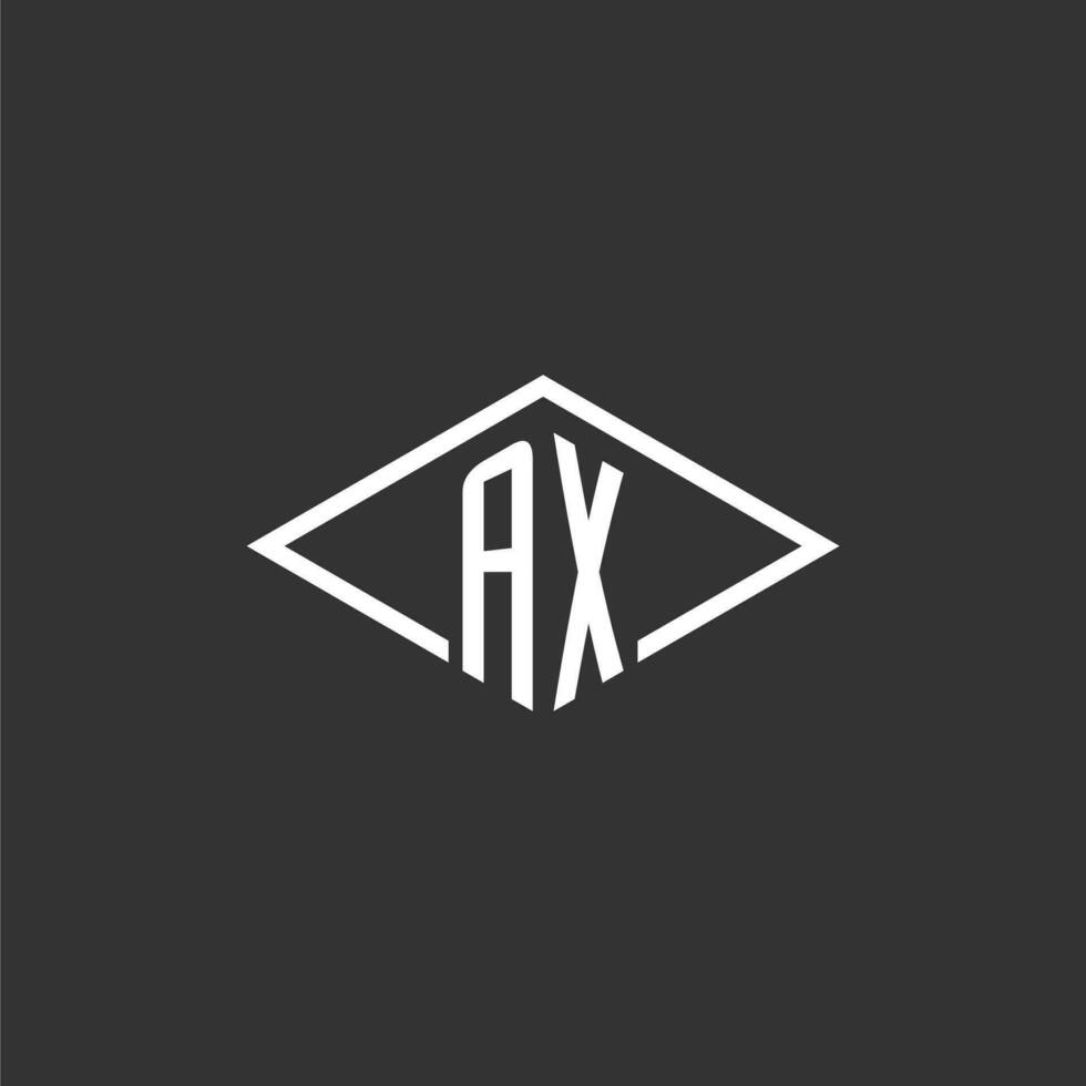 Initials AX logo monogram with simple diamond line style design vector