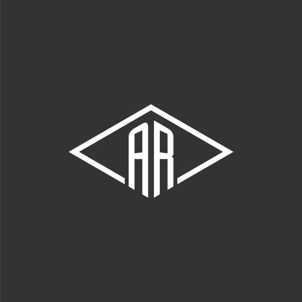 Initials AR logo monogram with simple diamond line style design vector