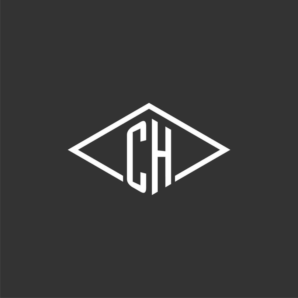 Initials CH logo monogram with simple diamond line style design vector