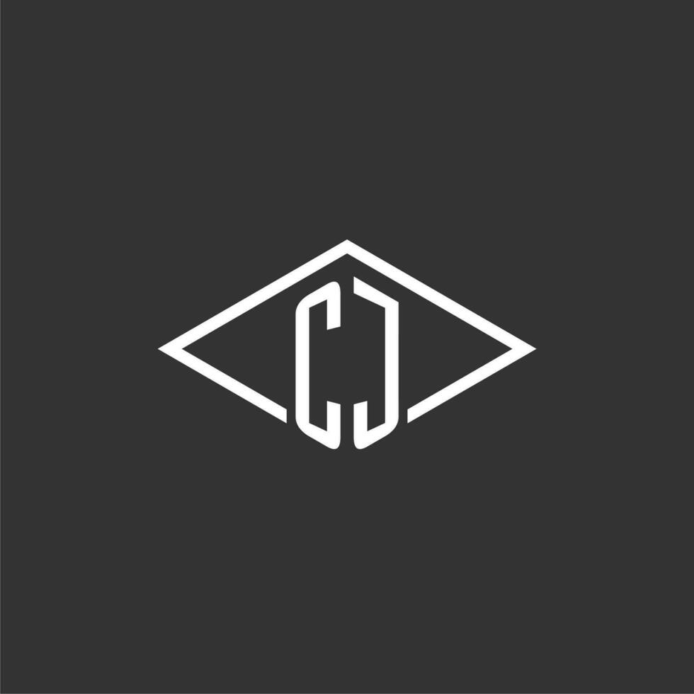 Initials CJ logo monogram with simple diamond line style design vector