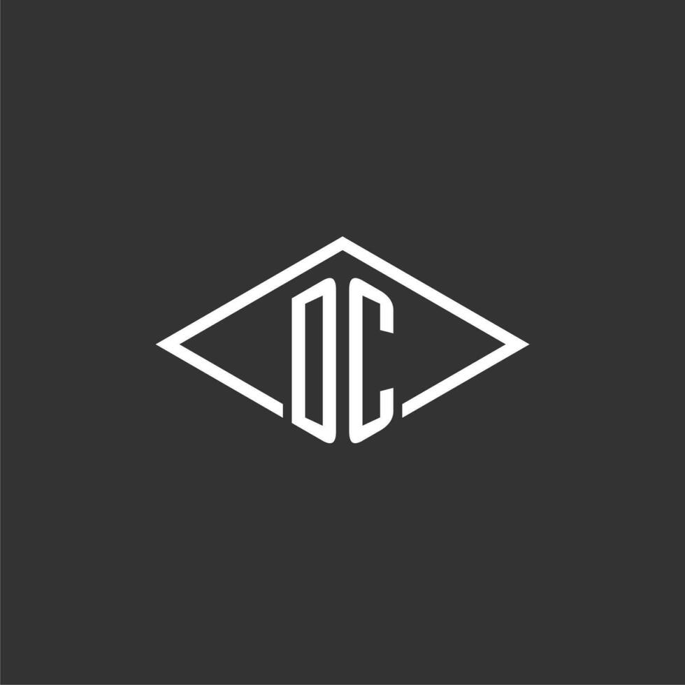 Initials DC logo monogram with simple diamond line style design vector