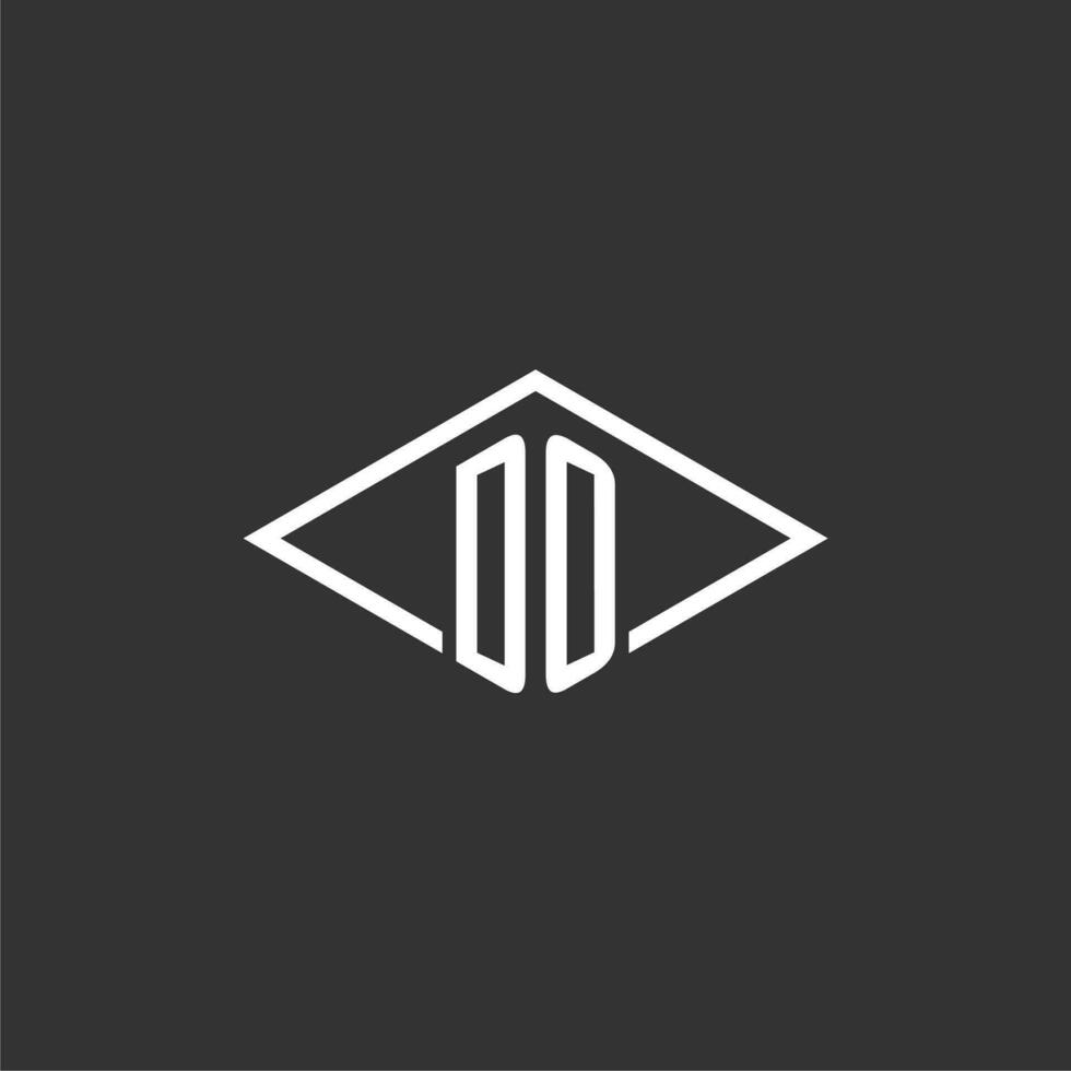 Initials DO logo monogram with simple diamond line style design vector