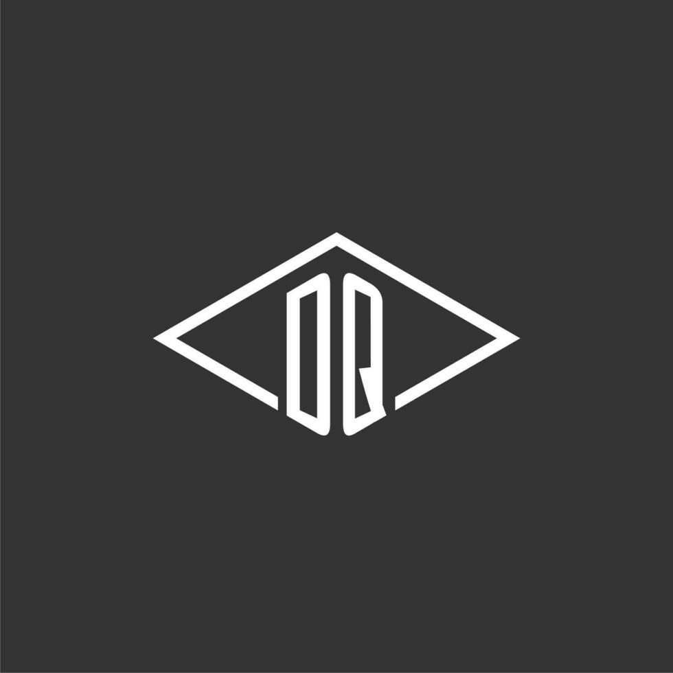 Initials DQ logo monogram with simple diamond line style design vector