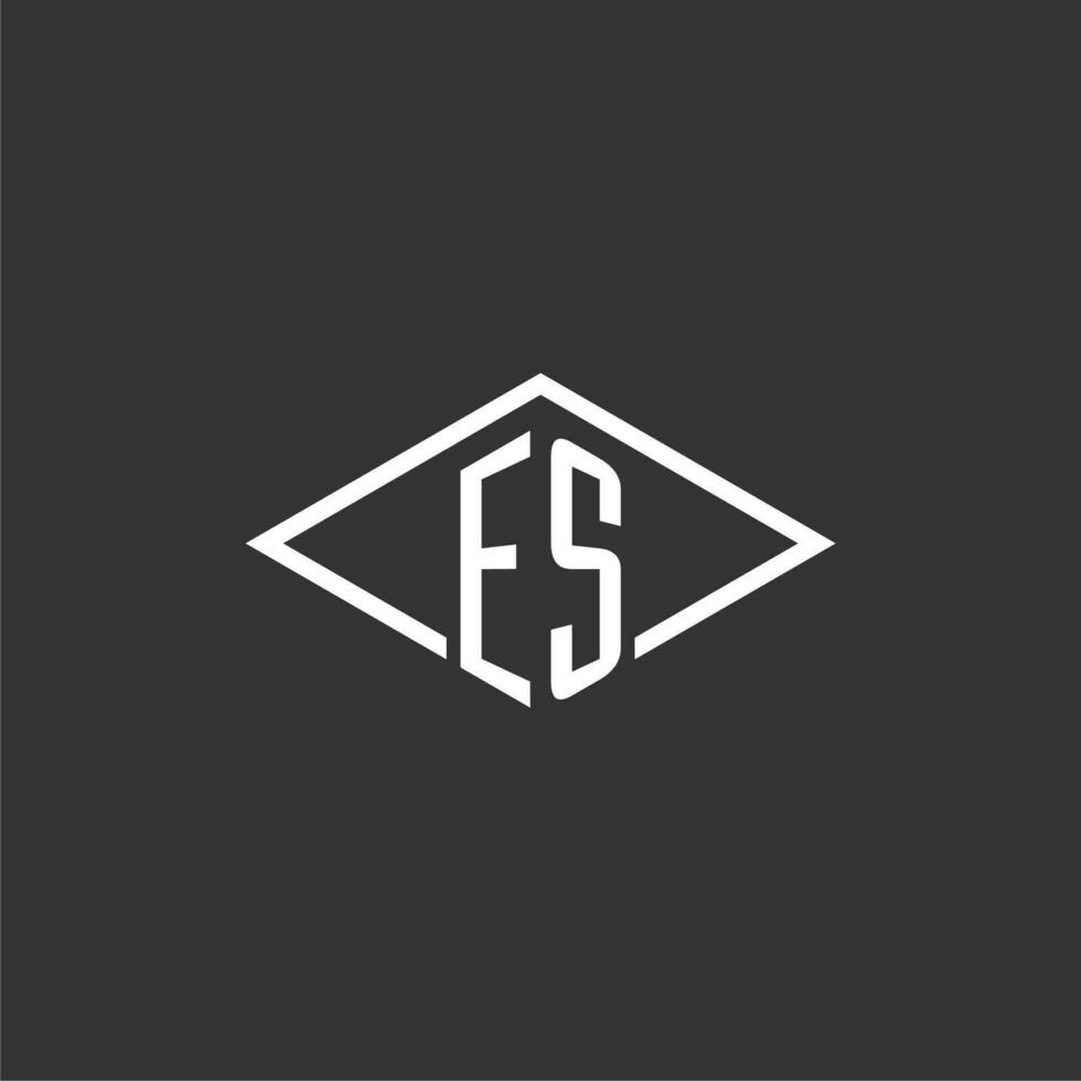 Initials ES logo monogram with simple diamond line style design vector