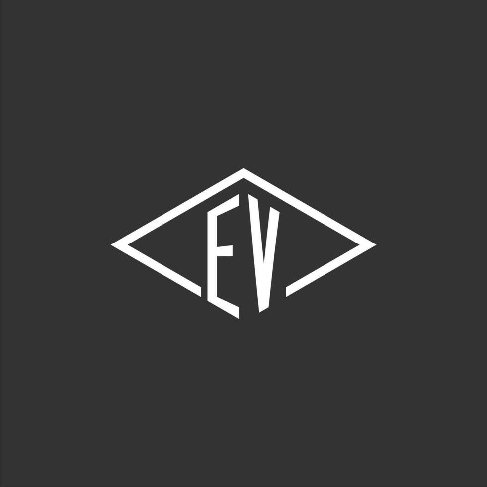 iniciales ev logo monograma con sencillo diamante línea estilo diseño vector