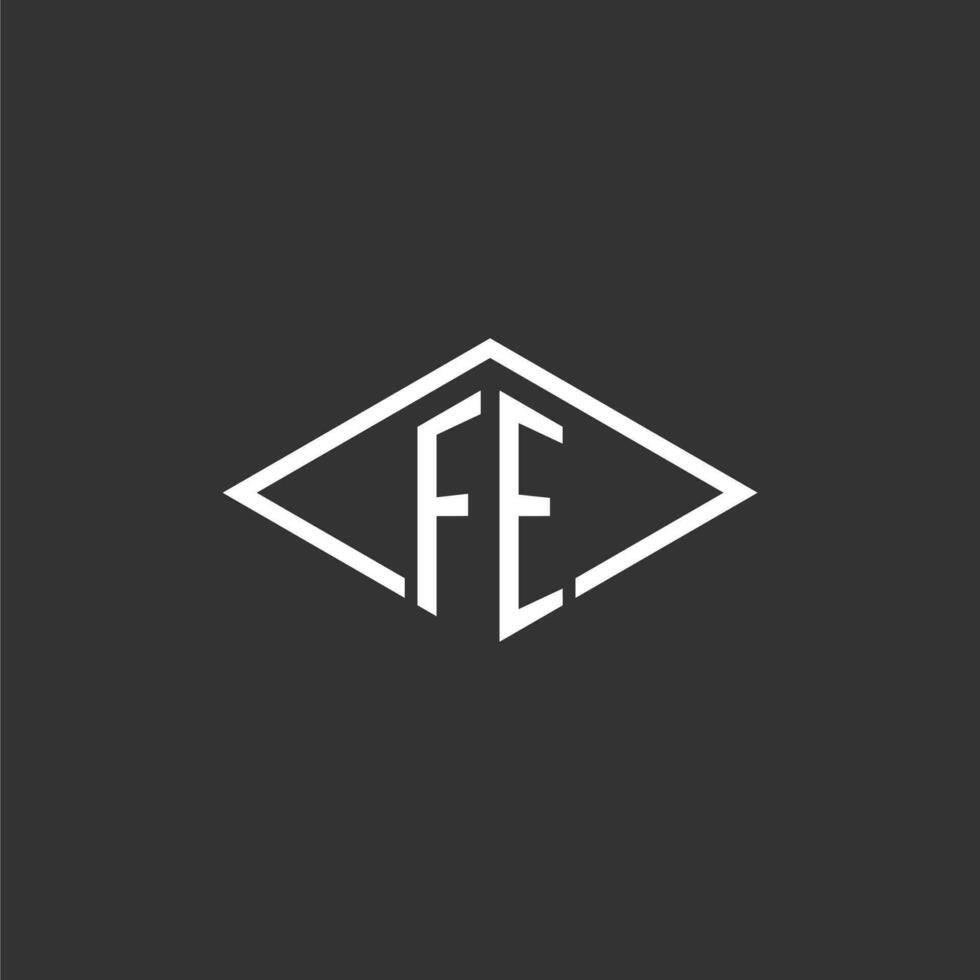 Initials FE logo monogram with simple diamond line style design vector