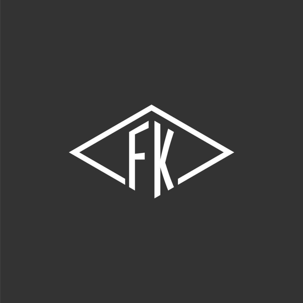 Initials FK logo monogram with simple diamond line style design vector