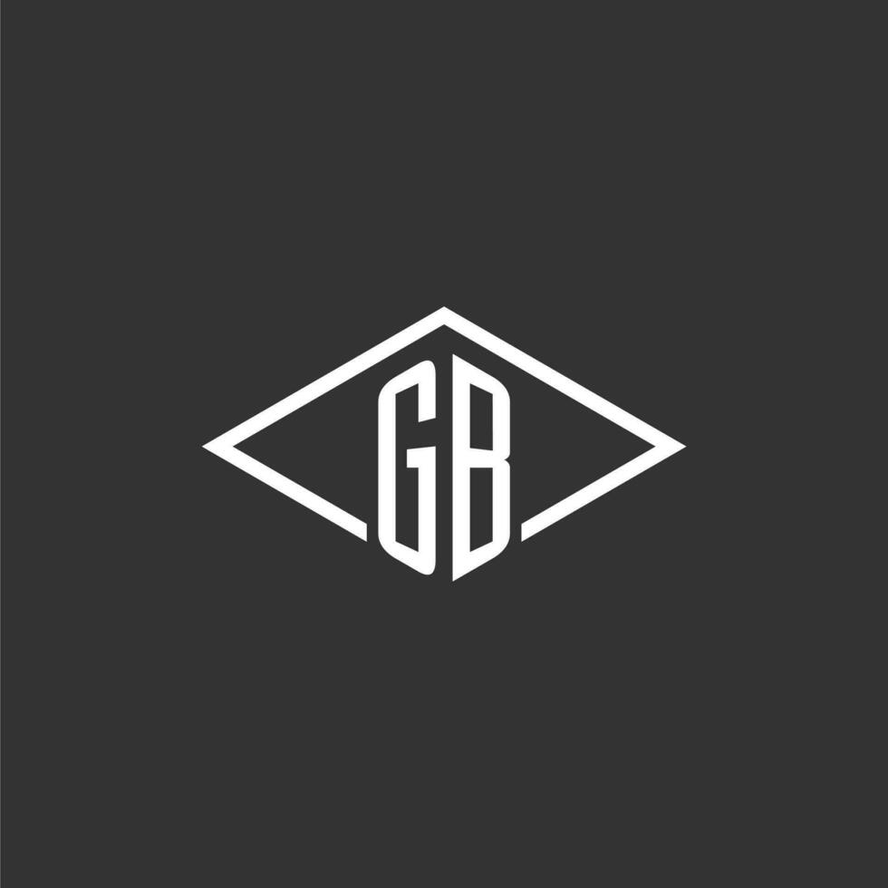 Initials GB logo monogram with simple diamond line style design vector