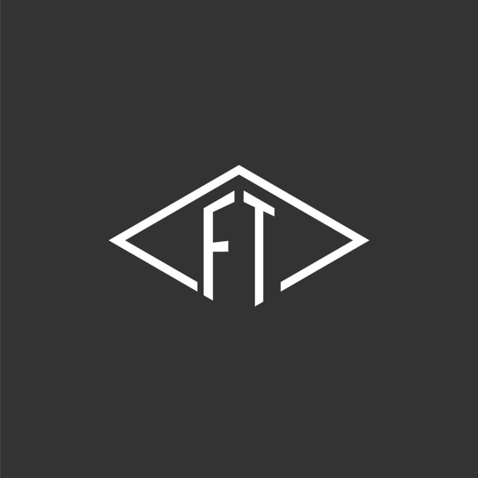 Initials FT logo monogram with simple diamond line style design vector