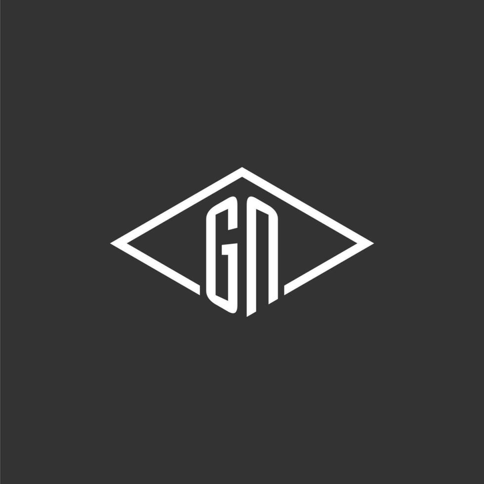 Initials GN logo monogram with simple diamond line style design vector