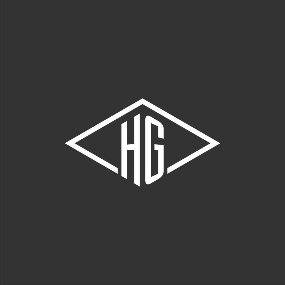 Initials HG logo monogram with simple diamond line style design vector