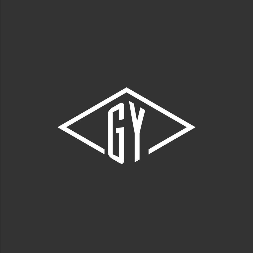 Initials GY logo monogram with simple diamond line style design vector