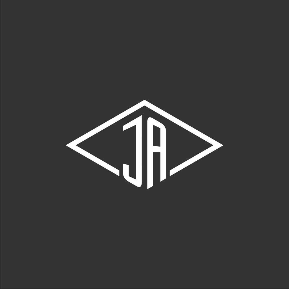 Initials JA logo monogram with simple diamond line style design vector