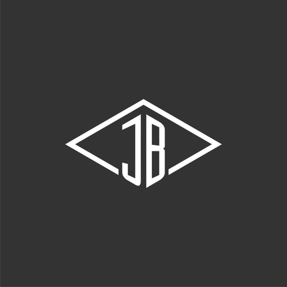 iniciales jb logo monograma con sencillo diamante línea estilo diseño vector