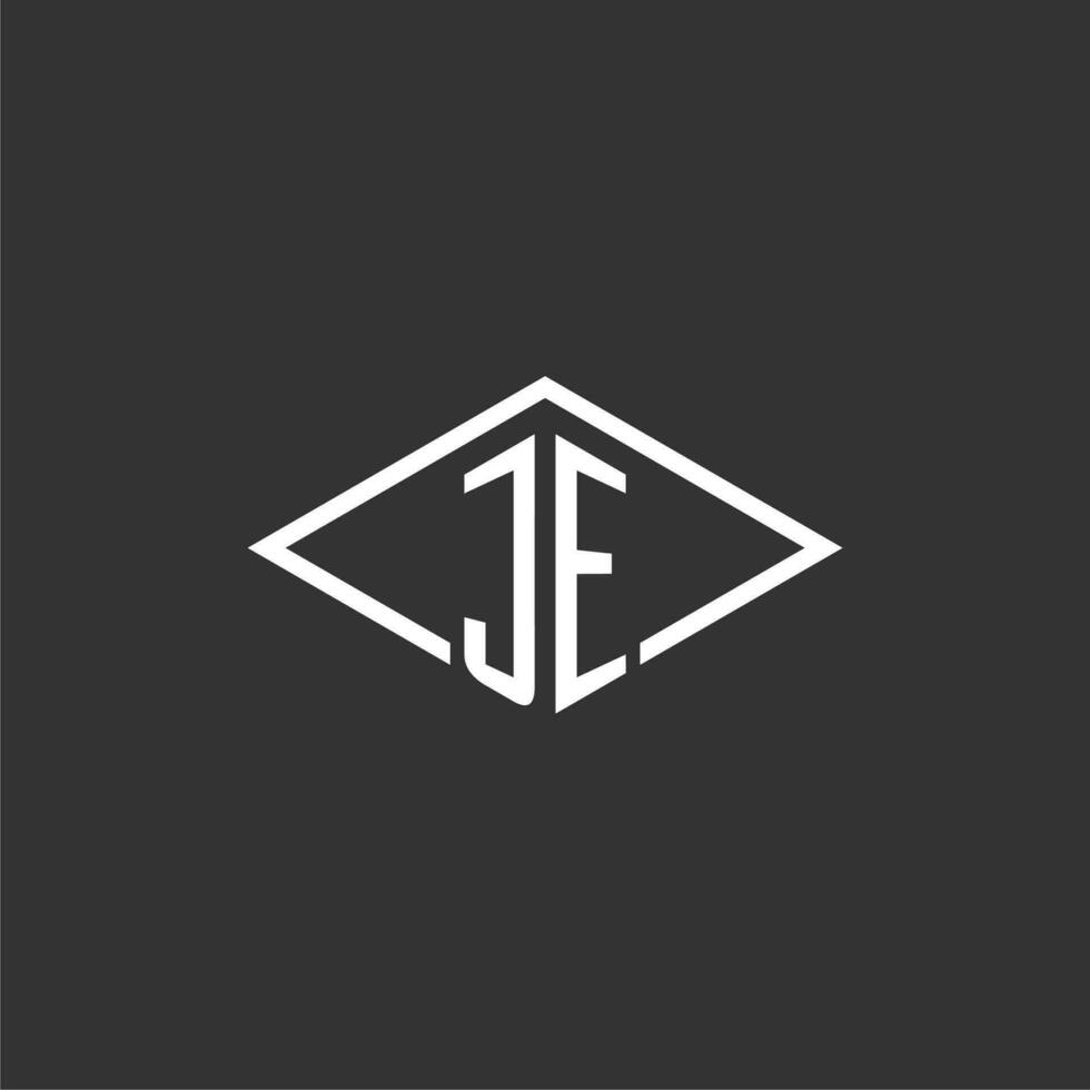 Initials JE logo monogram with simple diamond line style design vector