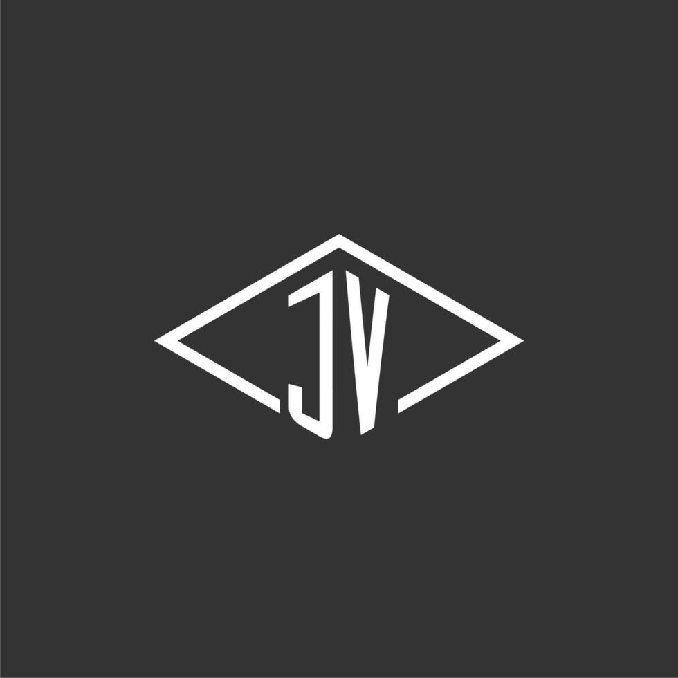 iniciales jv logo monograma con sencillo diamante línea estilo diseño vector