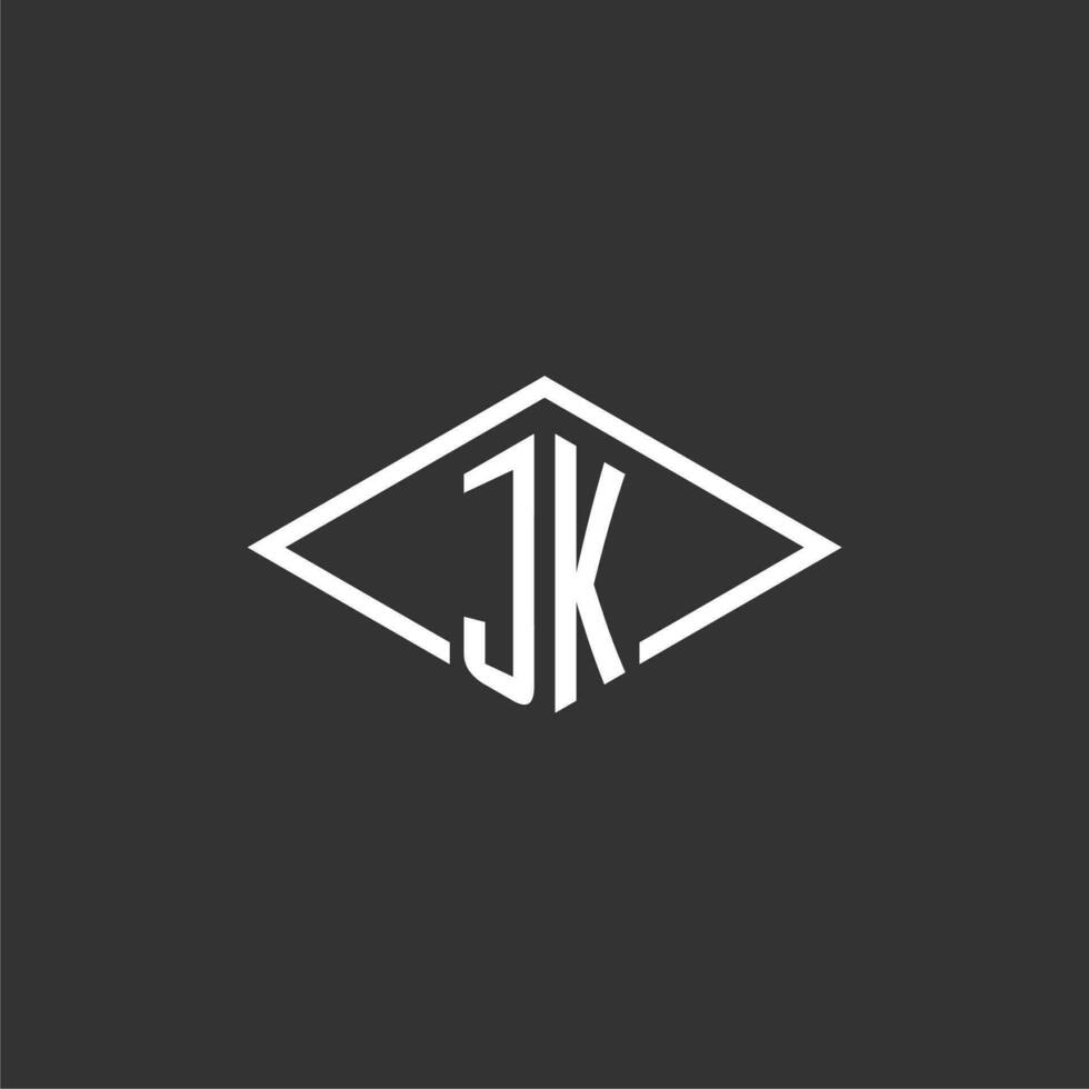 Initials JK logo monogram with simple diamond line style design vector