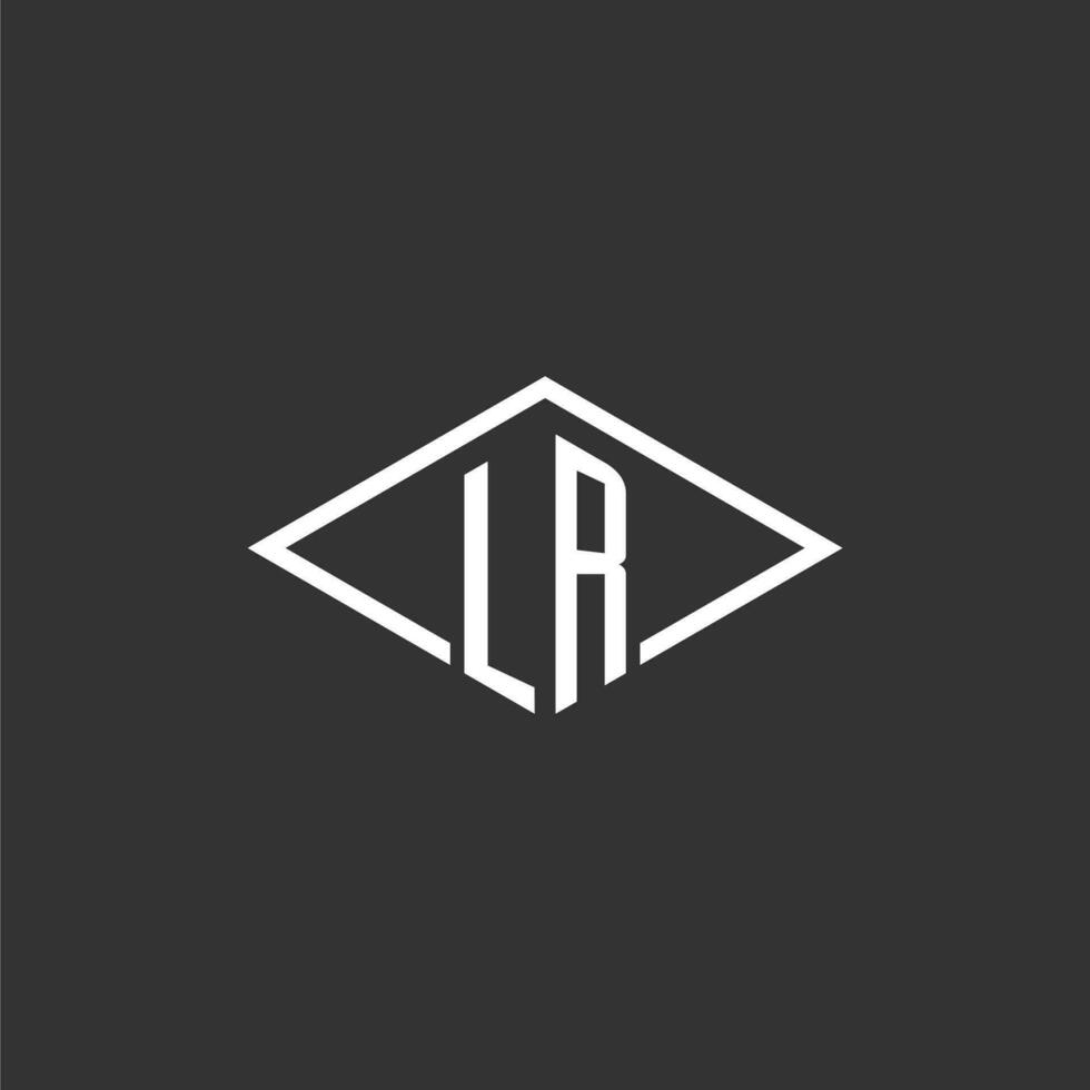 Initials LR logo monogram with simple diamond line style design vector