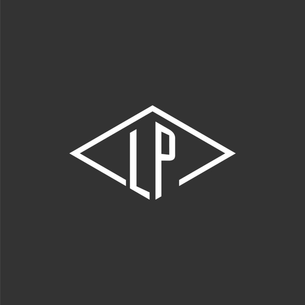 iniciales lp logo monograma con sencillo diamante línea estilo diseño vector