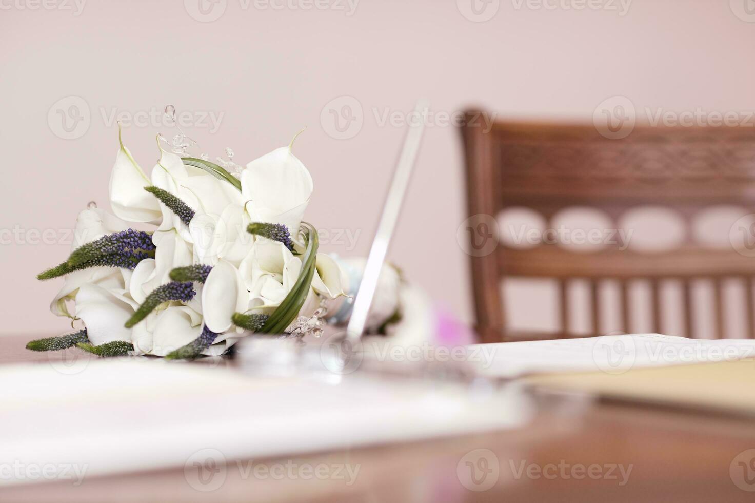 Wedding bouquet of white flowers photo