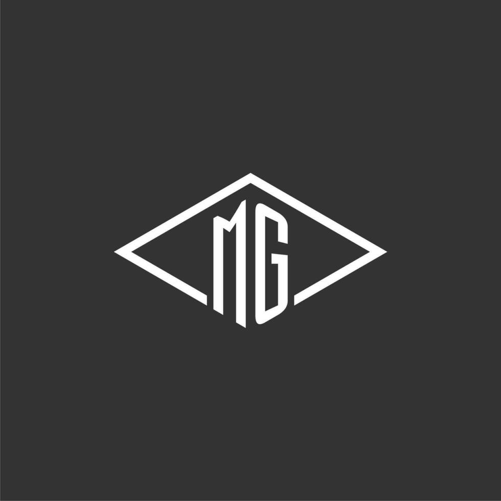 Initials MG logo monogram with simple diamond line style design vector