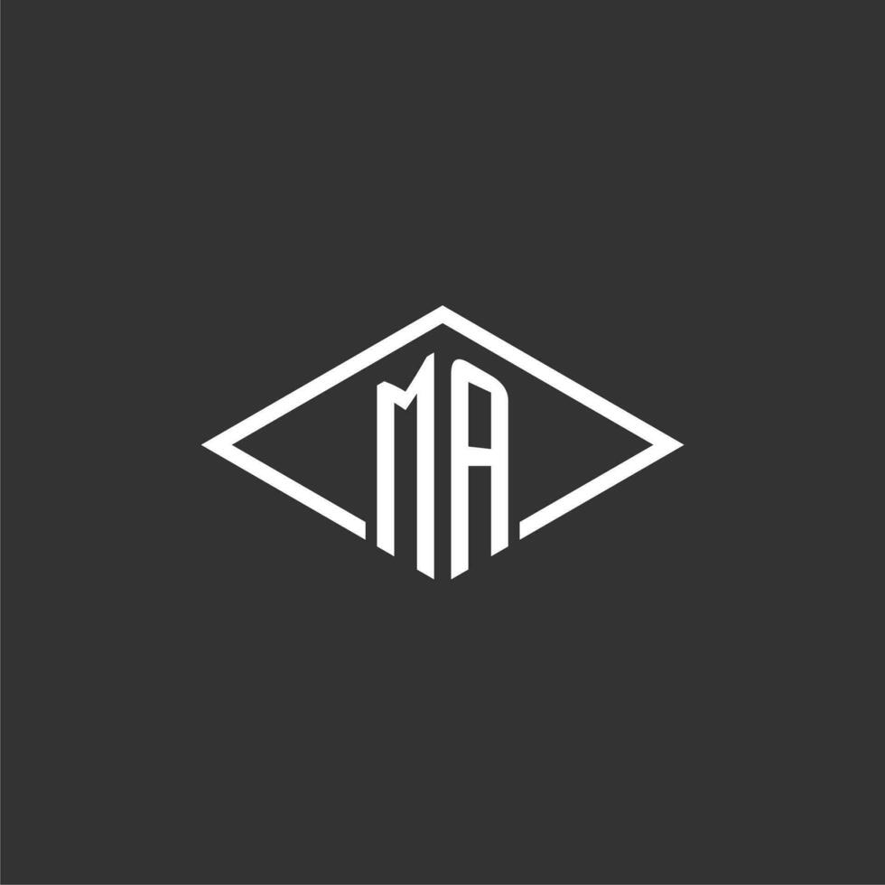 Initials MA logo monogram with simple diamond line style design vector