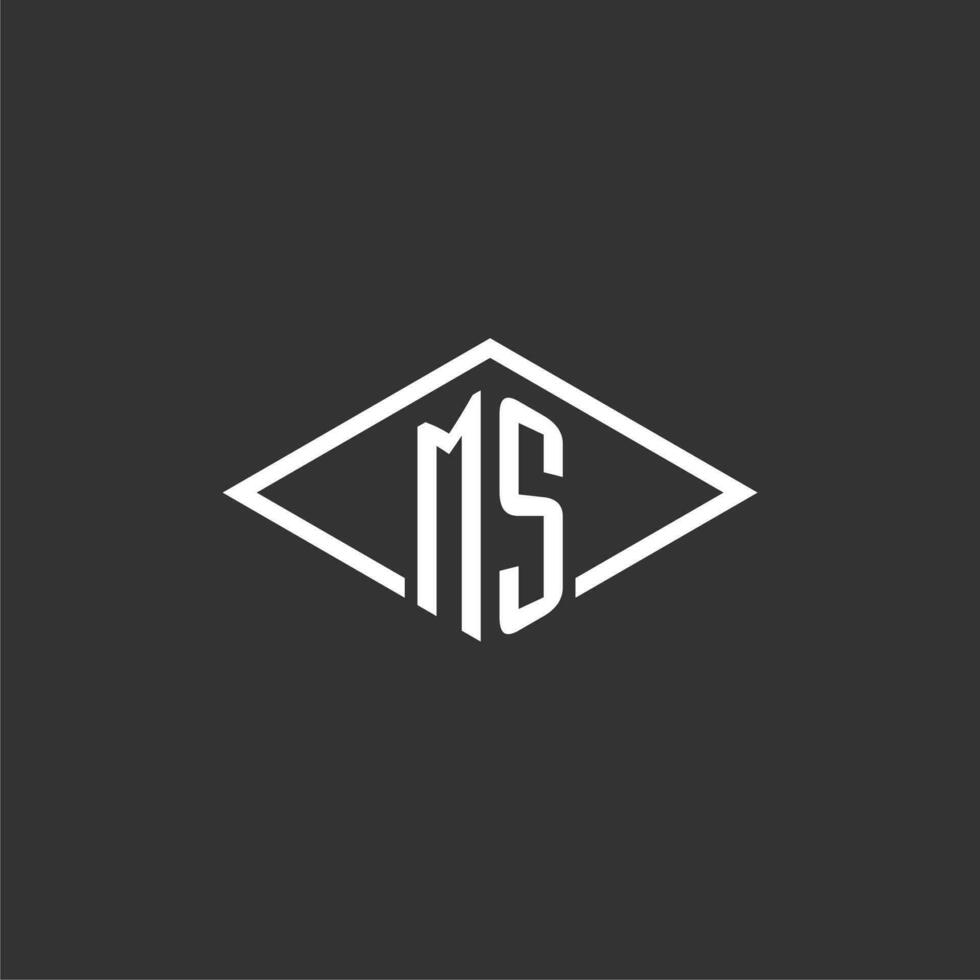 Initials MS logo monogram with simple diamond line style design vector