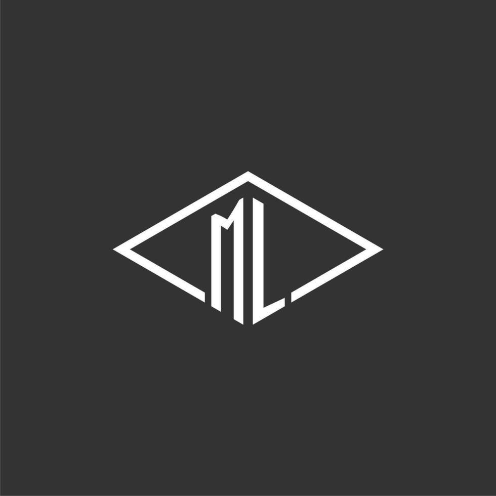 Initials ML logo monogram with simple diamond line style design vector
