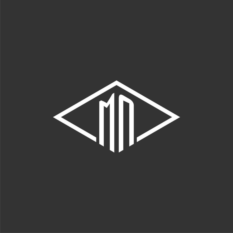Initials MN logo monogram with simple diamond line style design vector