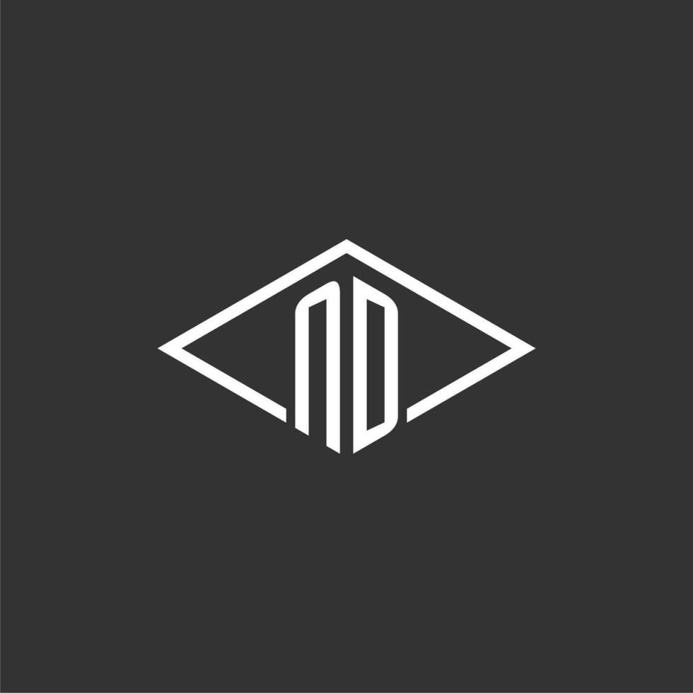 Initials ND logo monogram with simple diamond line style design vector