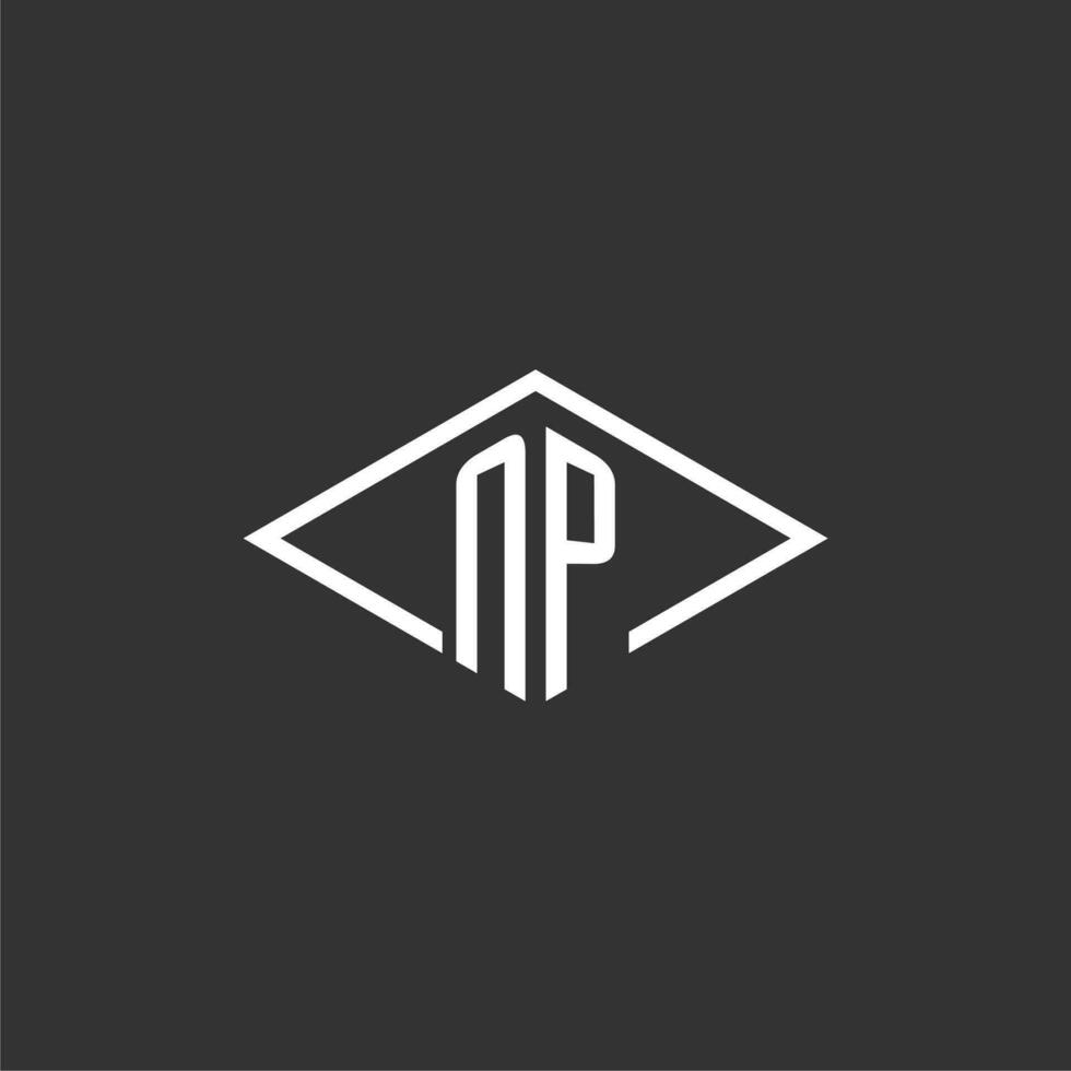 Initials NP logo monogram with simple diamond line style design vector