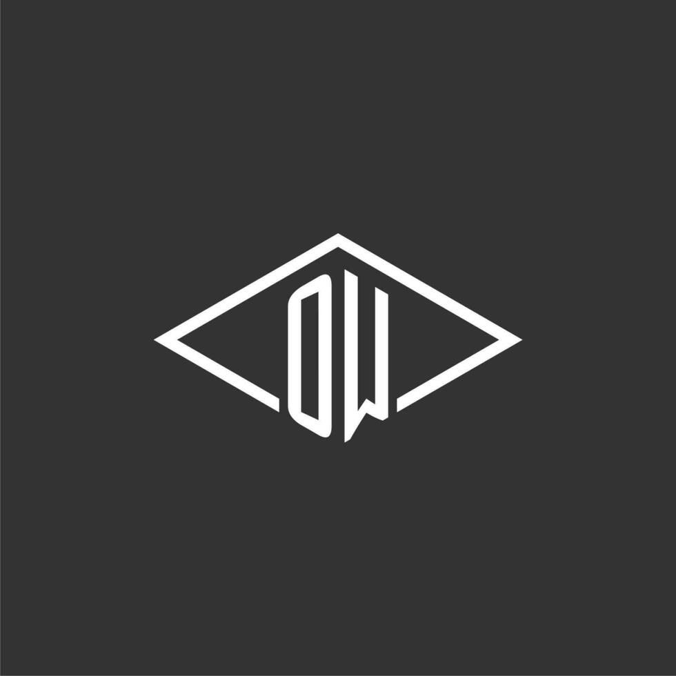 Initials OW logo monogram with simple diamond line style design vector