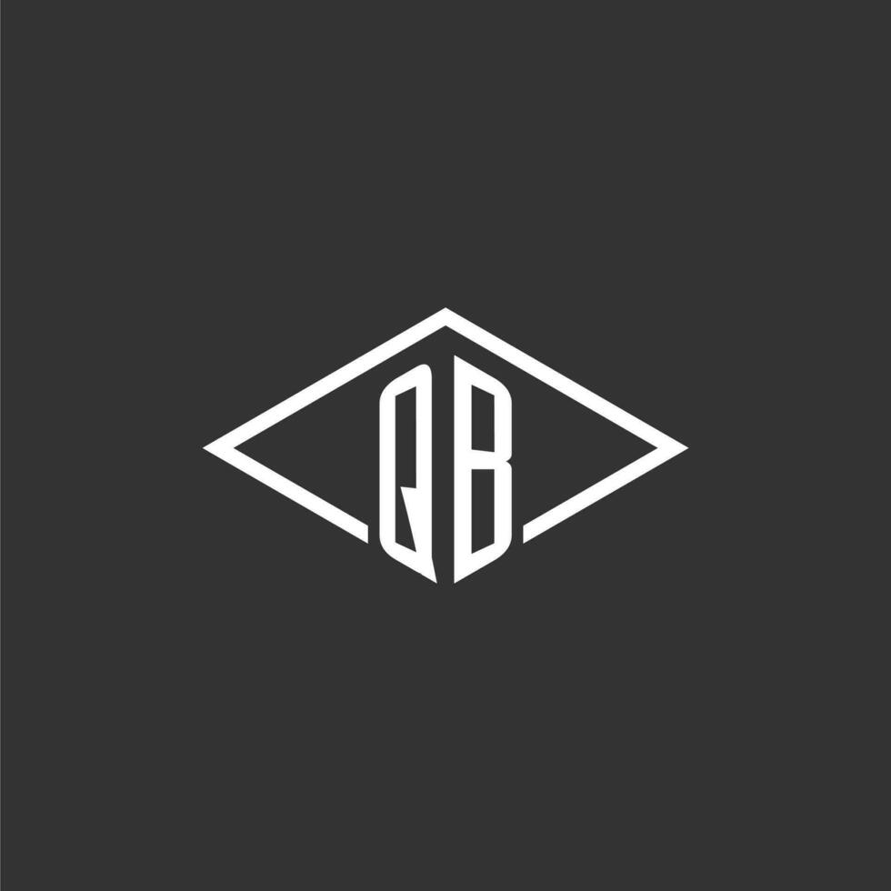 iniciales qb logo monograma con sencillo diamante línea estilo diseño vector
