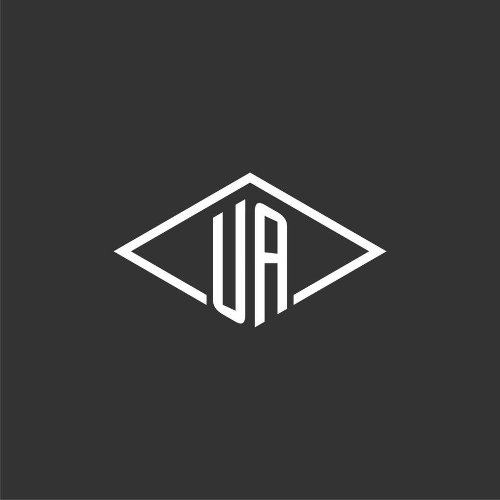 Initials UA logo monogram with simple diamond line style design vector