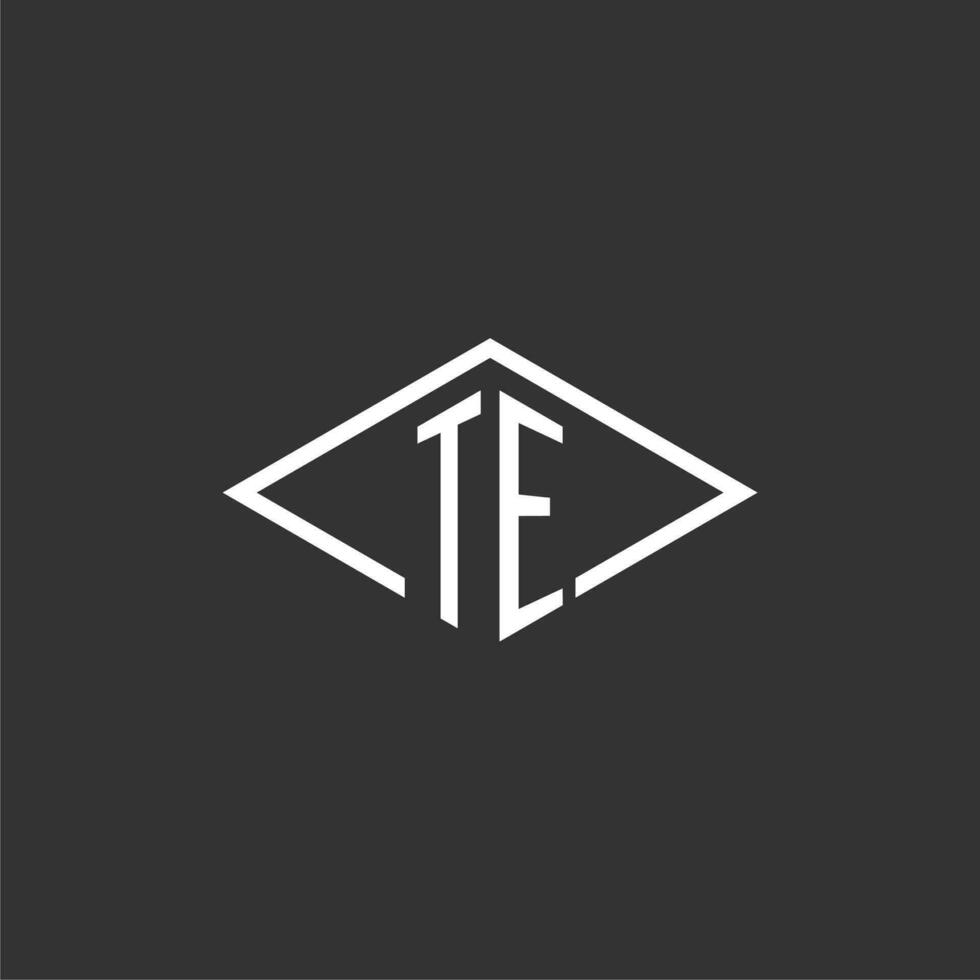 Initials TE logo monogram with simple diamond line style design vector