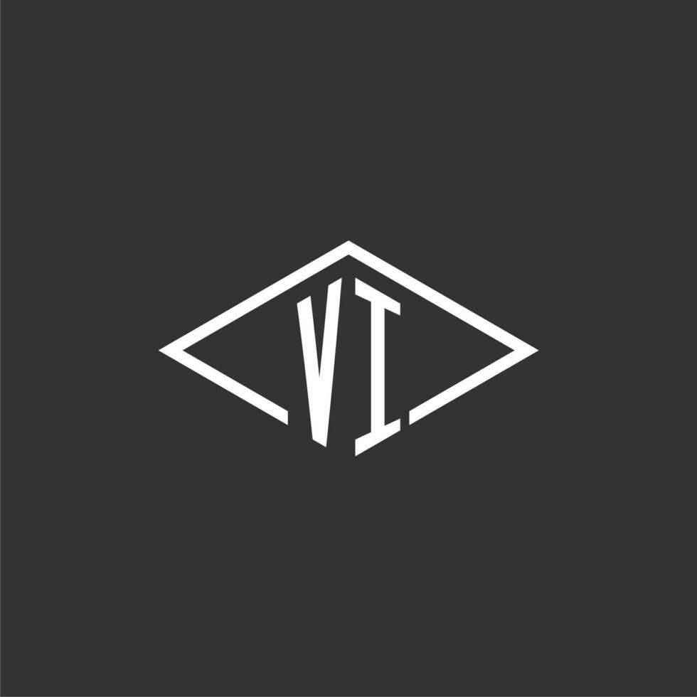 iniciales vi logo monograma con sencillo diamante línea estilo diseño vector
