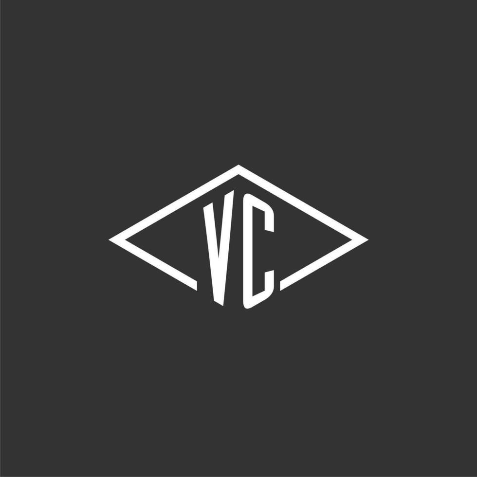 Initials VC logo monogram with simple diamond line style design vector