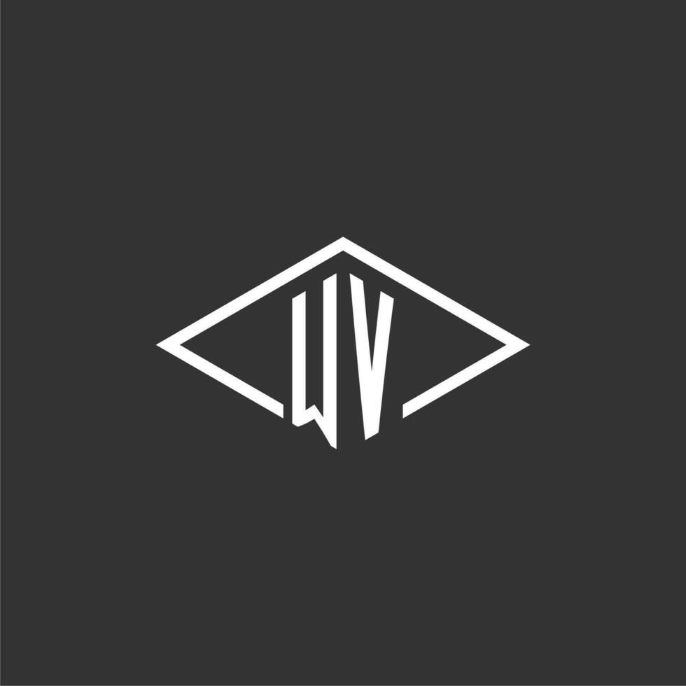 Initials WV logo monogram with simple diamond line style design vector