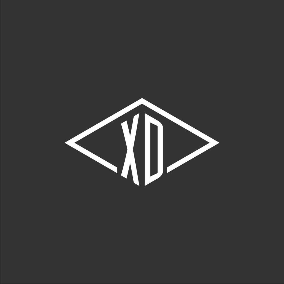 Initials XD logo monogram with simple diamond line style design vector
