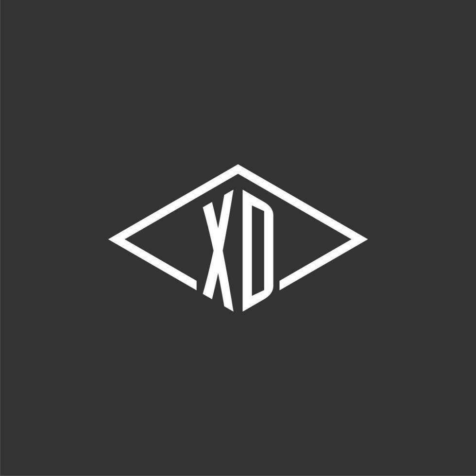 Initials XD logo monogram with simple diamond line style design vector