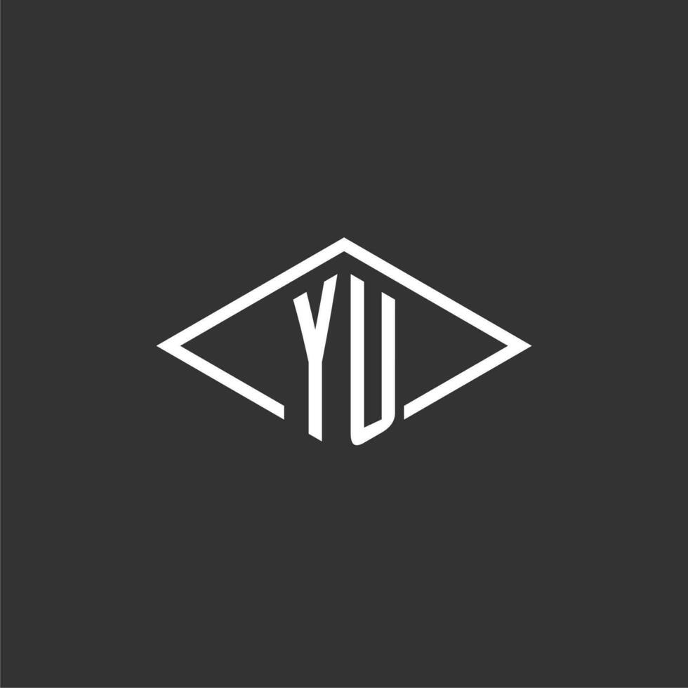 iniciales Yu logo monograma con sencillo diamante línea estilo diseño vector